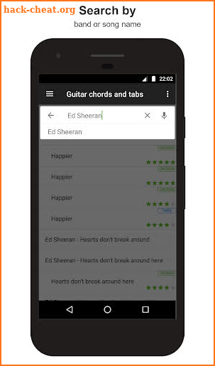 Guitar chords and tabs screenshot