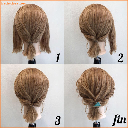 Hairstyles for short hair DIY step by step screenshot