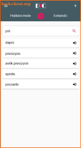 Haitiancreole - Icelandic Dictionary (Dic1) screenshot