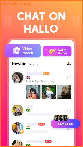 Hallo-Live video chat screenshot