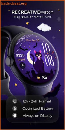 Halloween Witchy Cat - Wear OS screenshot