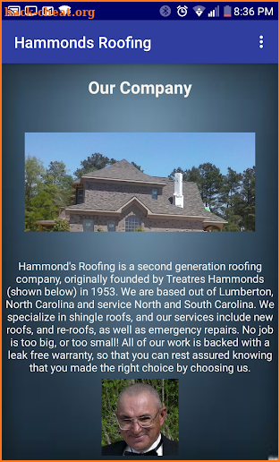 Hammonds Roofing screenshot