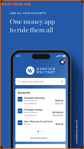 Hancock Whitney Bank screenshot