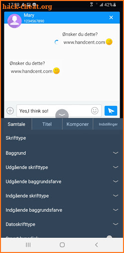 Handcent Next SMS Danish Language pack screenshot