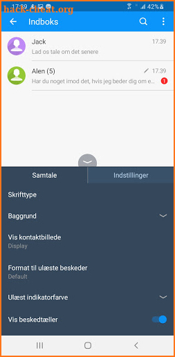 Handcent Next SMS Danish Language pack screenshot