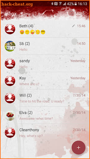 Handcent NextSMS Skin (Bloody) screenshot