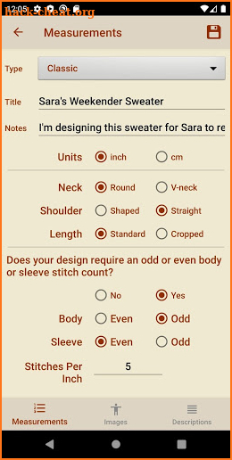 Handknit Garment Design screenshot