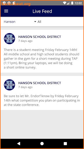 Hanson School District screenshot
