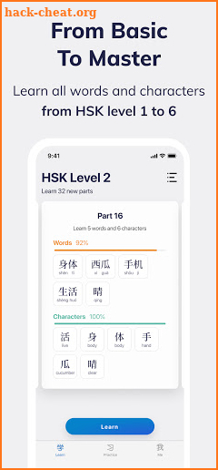 Hanyu Wave - HSK 1-6 words and characters screenshot