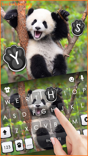 Happy Cute Panda Keyboard Background screenshot