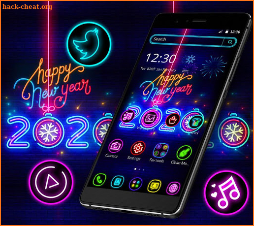 Happy New Year 2020 Neon Black Theme 🎊 screenshot
