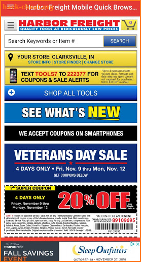 Harbor Freight Mobile Quick Browser screenshot