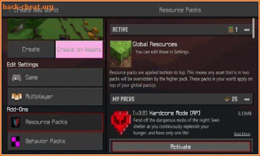 Hardcore Mode Craft Mod for MCPE screenshot