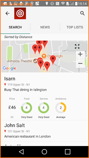 Harden's Restaurant Guide screenshot