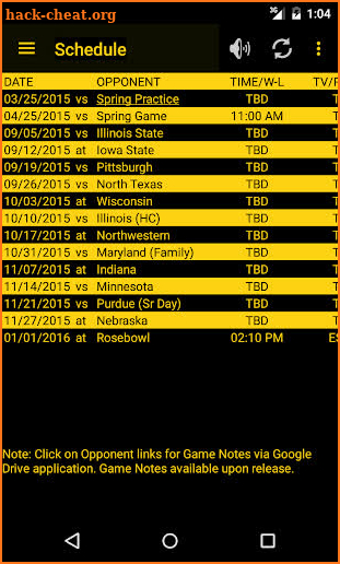 Hawkeye Football Schedule screenshot