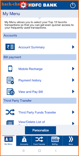 HDFC Bank Mobile App screenshot