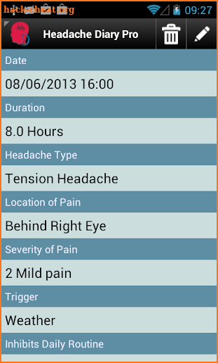 Headache Diary Pro screenshot