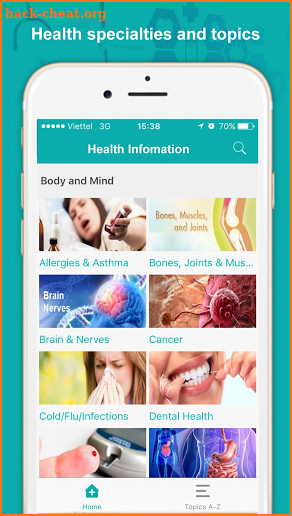 Health infomation screenshot