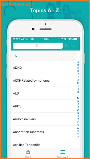 Health infomation - specialties and topics screenshot