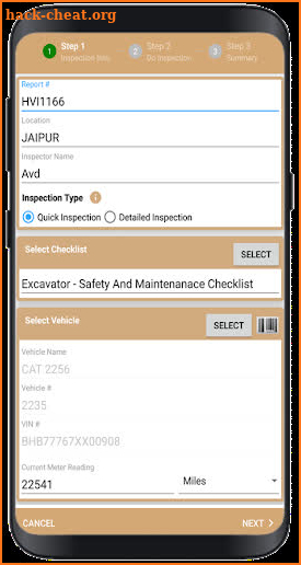 Heavy Vehicle Inspection Maintenance, CMMS APP screenshot