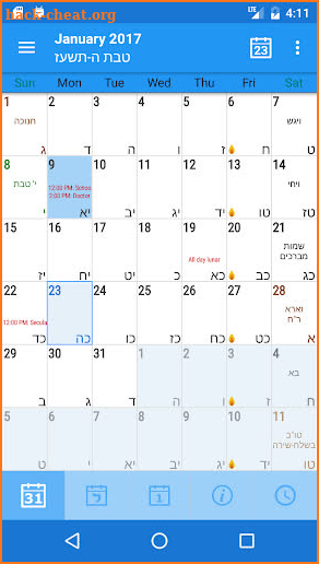 HebDate Hebrew Calendar screenshot