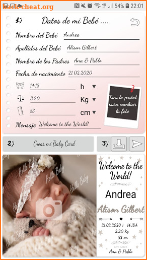 Hello Baby App - Baby Card - B screenshot