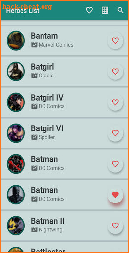 Heroes List screenshot