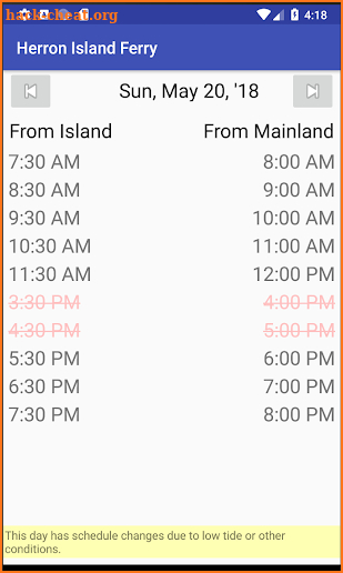 Herron Island Ferry Schedule screenshot