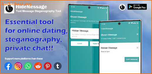 Hide Message: text message steganography tool screenshot