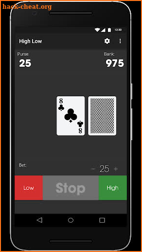 High Low Card Game screenshot
