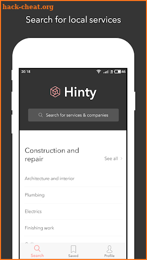 Hinty - business cards screenshot