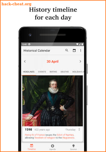 Historical Calendar - Today in History & Quiz screenshot