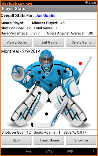 Hockey Goalie Shot Tracker screenshot