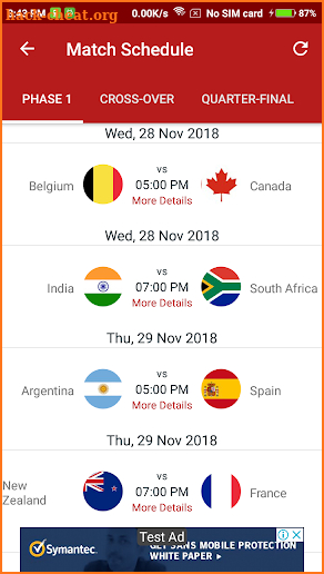 Hockey World Cup 2018 Live Score screenshot