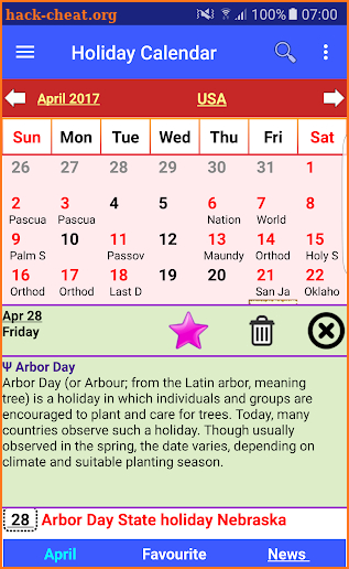 Holiday Calendar Free screenshot