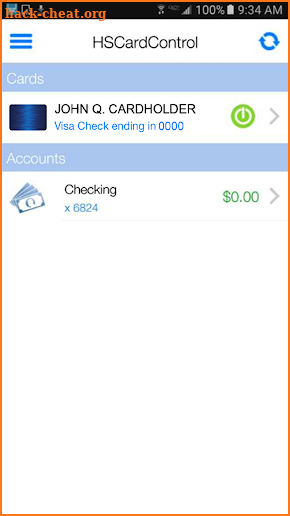 Home Savings CardControl screenshot