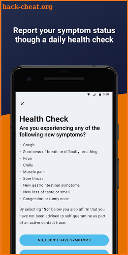 HOOS Health Check screenshot