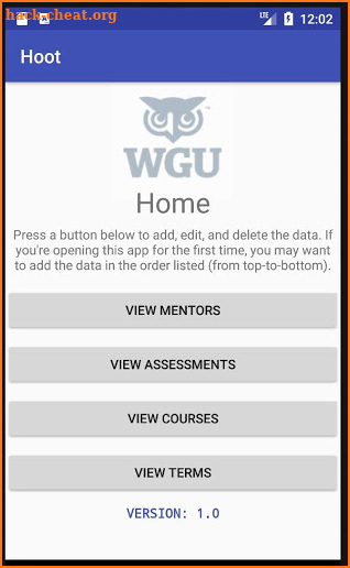 Hoot (WGU C196 Example App) screenshot