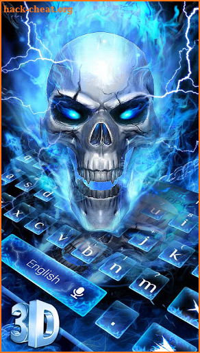 Horrible 3D Blue Flaming Skull Keyboard screenshot