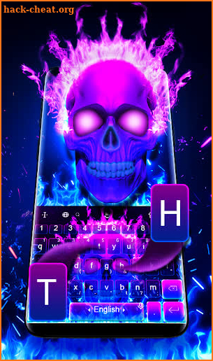 Horror Neon Fire Skull keyboard theme screenshot