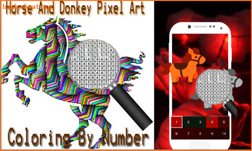 Horse And Donkey Pixel Coloring By Number screenshot