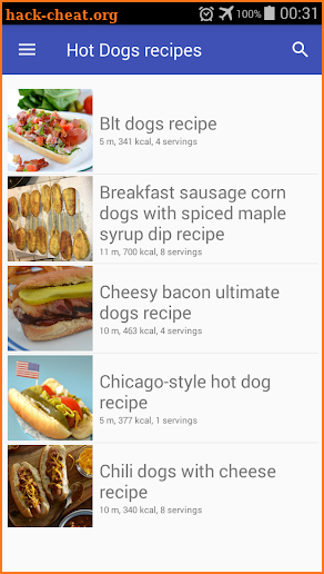 Hot Dogs and Corn Dogs recipes for free app screenshot