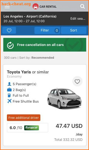 Hotwire Car Rental APP - Best Price Comparison screenshot