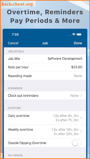 Hours and Pay Tracker: TimeLog screenshot