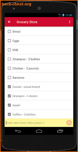 House Grocery List screenshot