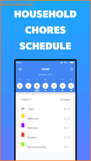 Household chores schedule app screenshot