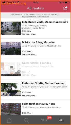 Housing rentals in Germany screenshot