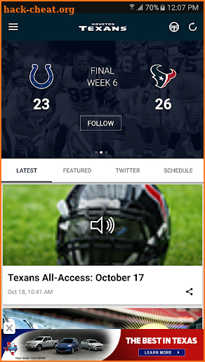 Houston Texans Mobile App screenshot