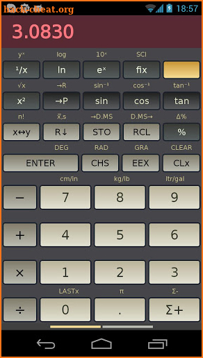 HP-45 scientific calculator screenshot