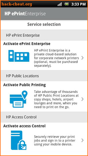 HP ePrint Enterprise (service) screenshot